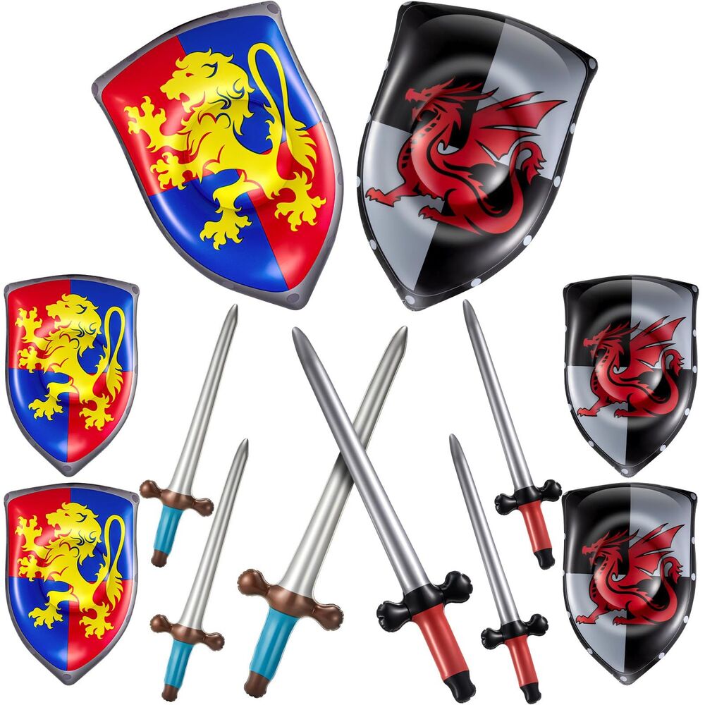 24 Pcs Inflatable Sword and Shield Knight Medieval Party Favors Set Decorations